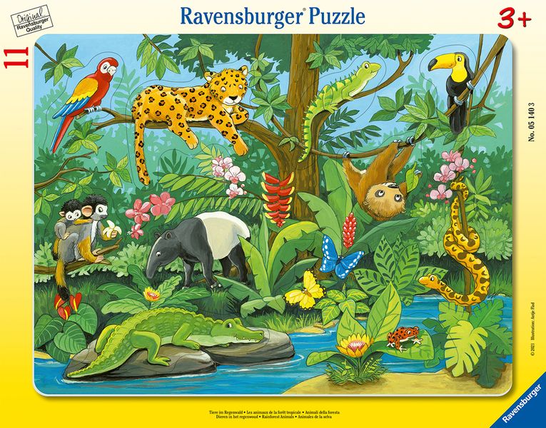 Ravensburger Frame Puzzle 8-17 Piece -Animals In The Rainforest