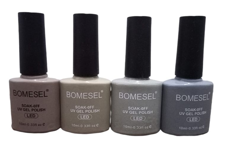 Bomesel UV Gel Nail Polish - Brown and Grey - 4 Pack