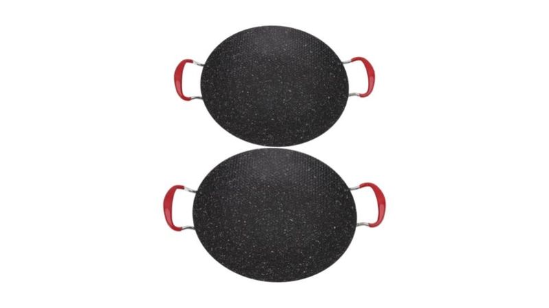 Pan Round Barbecue Grill Frying Skillet Plate Pan x 2 sizes 38cm &amp; 34cm