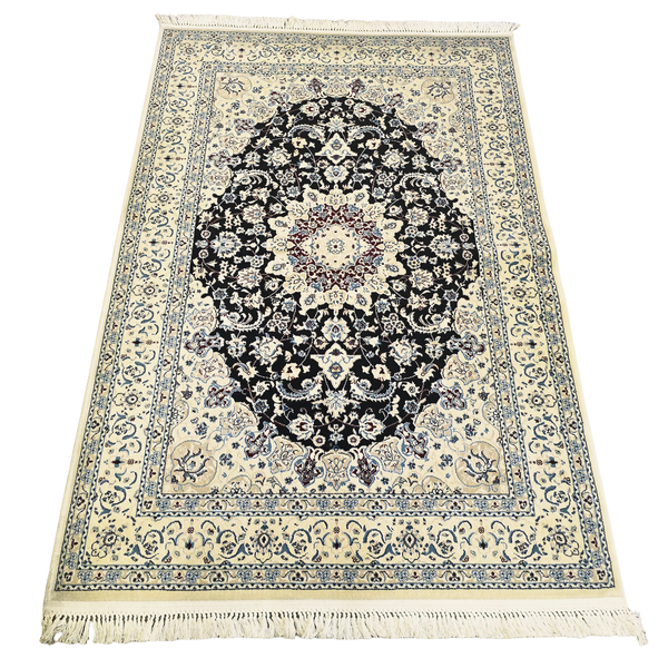 Turkish Machine Made Rug - 200 x 140cm - Ivory and Deep Black