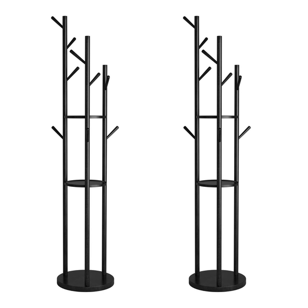 2 Pack Three Staggered Coat Racks For Entryway Floor-Standing Coat racks