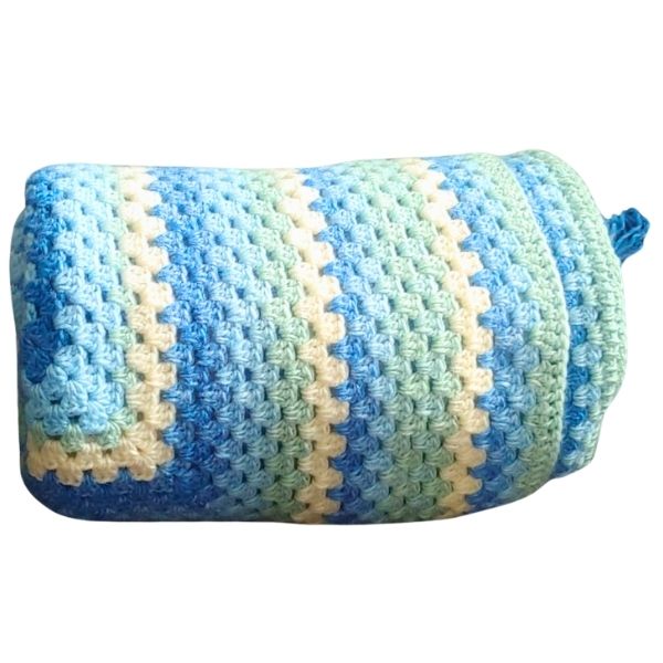 Handmade In SA Crochet Blanket - Yellow, Blues &amp; Greens - 128 x 128cm