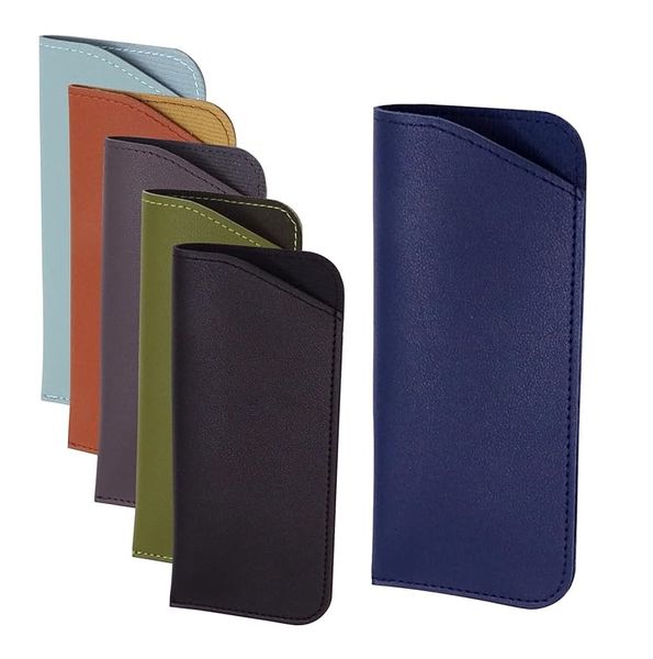 6 Pieces Soft Leather Portable Glasses Cases , Storage Bags for Women Men