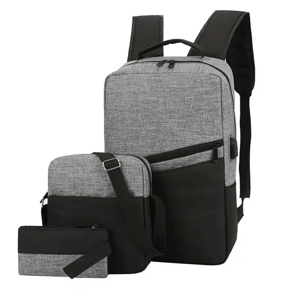 3 Piece Backpack, Messenger Bag and Pencil Case + USB Cable for Travelling