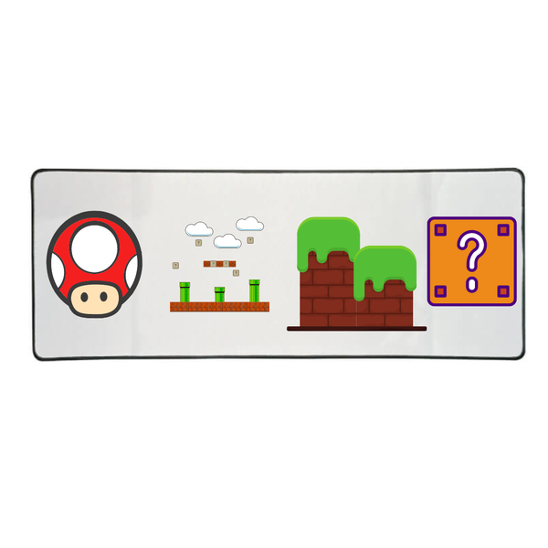 Katz Designs - Long Desk Mouse Pad - Mario