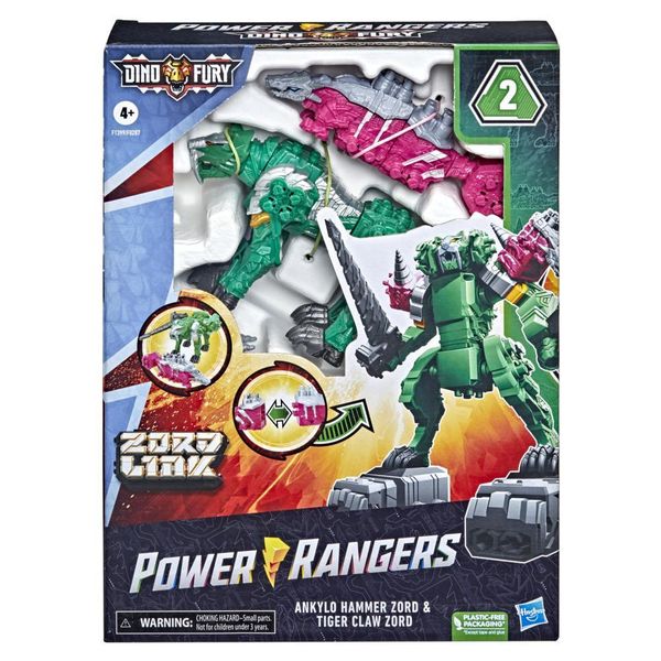 Power Rangers Dino Fury Ankylo Hammer and Tiger Claw Zord 85833