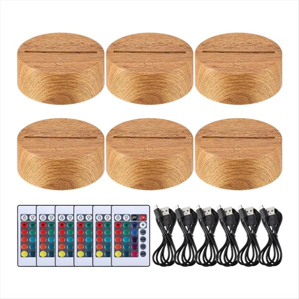 6 Pcs Christmas 3D Night LED Lamp Base Gift 16 Colors LED Light Display Bas