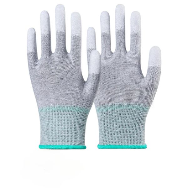 10 Pairs, ESD Safety Work Gloves with Coated Fingertips for Electronics