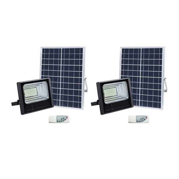 Solar 1200W LED Flood Light with Remote Controls - Pack of 2