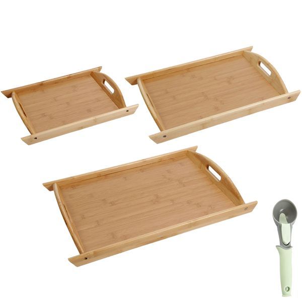 Bamboo Serving Tray-3 Set with Scoop