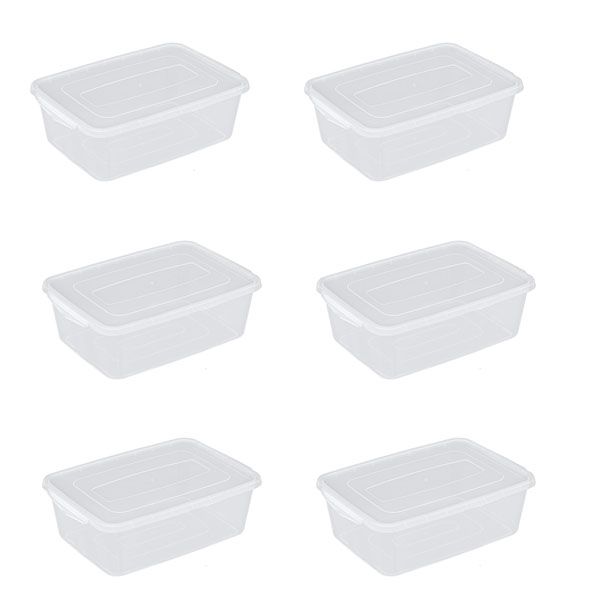 Plastic Clear Storage Bins with Lid - Set of 6