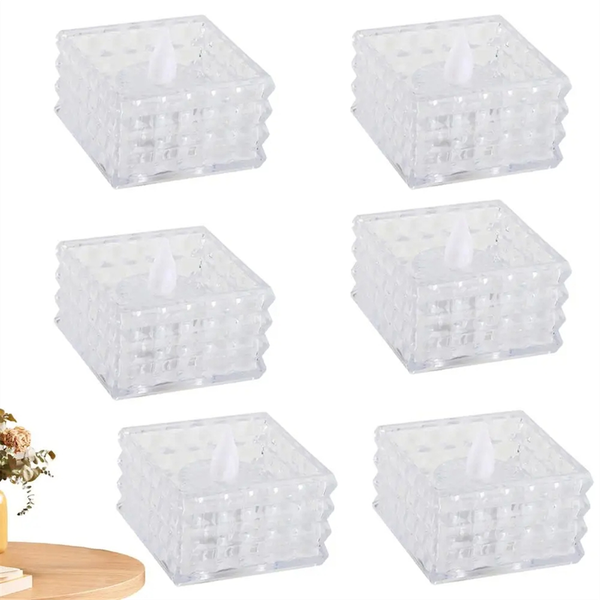 Candle Lights 6pcs Cube Led Tea Lights Candles Electric Flameless Candles F