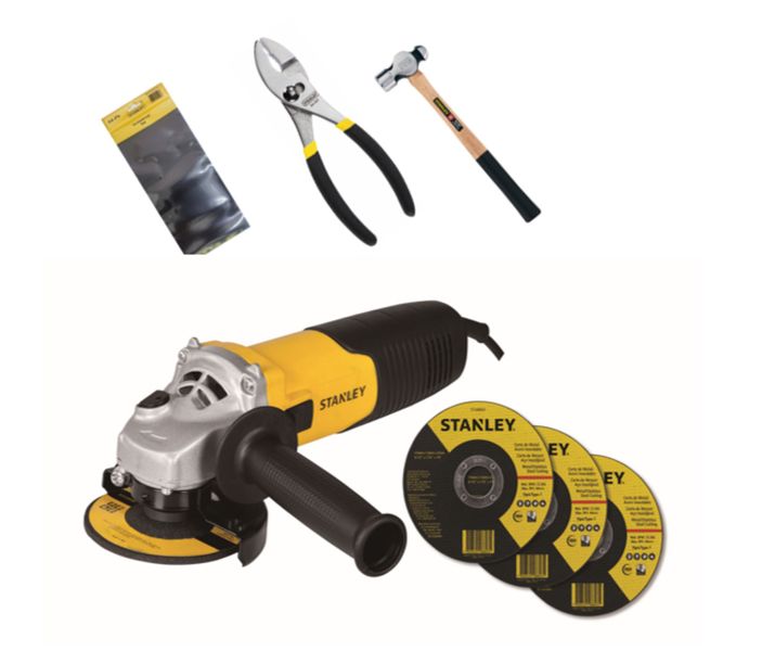 Stanley 115M 900W Small Angle Grinder + 3 Discs &amp; Accessories