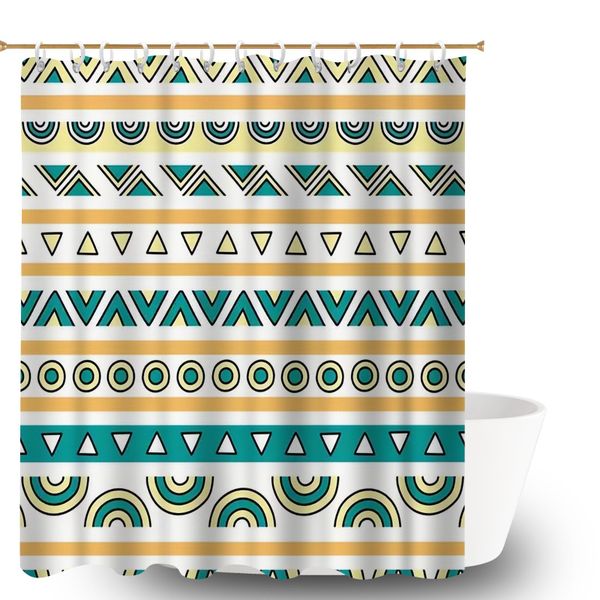 Ethnic Print Bath Curtains, Quick-Dry Shower Curtain for Master Bathroom