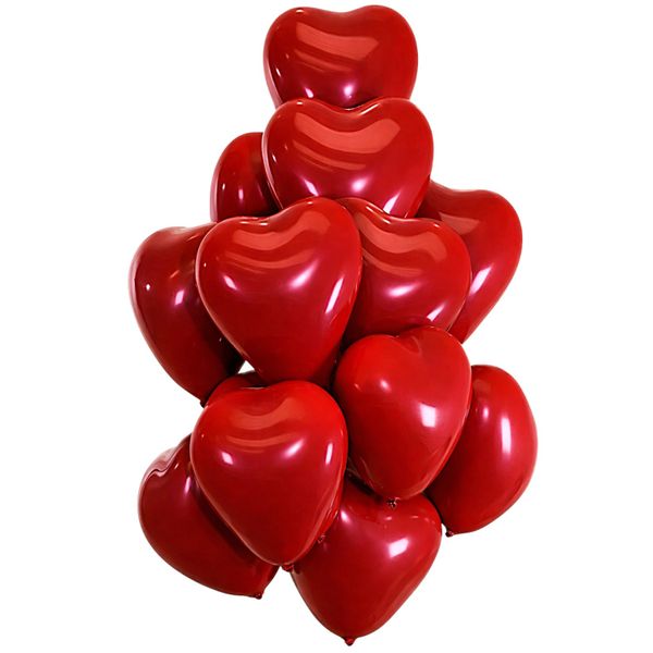 50-Piece Red Heart-Shaped Balloons - Romantic Party &amp; Event Decoration Set