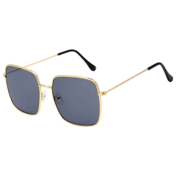 Luxe Oversized Square Metal Frame Sunglasses - Gold &amp; Black