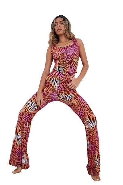 I Saw It First Ladies - Orange Illusion Print Sleeveless Co-Ord Bodysuit