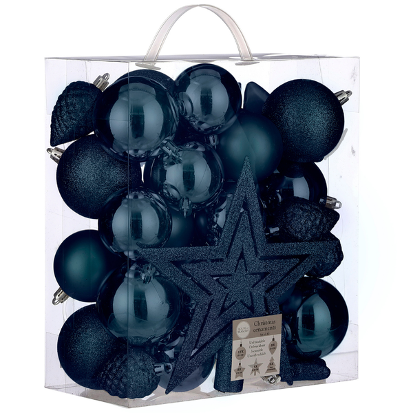 Tree Decoration Pack: Dark Blue - 40 pieces