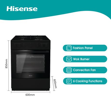 hisense 600 mm 4 burner gas electric stove