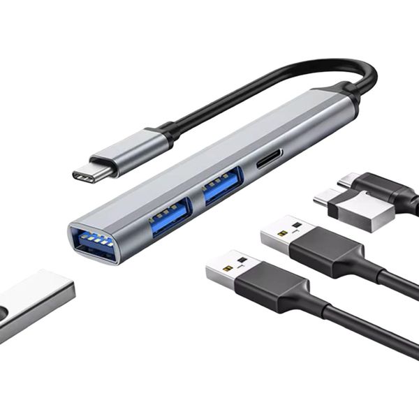 USB-C Hub Type-C to 3x USB 3.0 + USB-C PD Adapter- High-Speed Multiport HUb