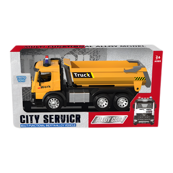 City Service Alloy Dump Truck with Sound &amp; Light - Toy for Boys
