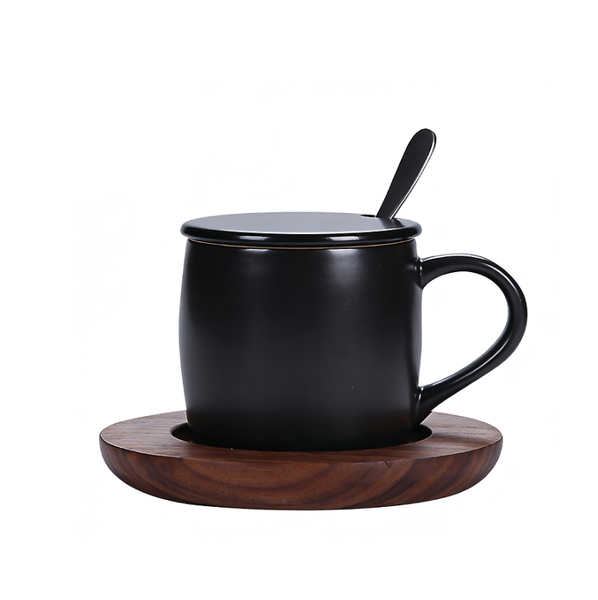 Set Of Oversized European Coffee Cups, Mug With Cup Holder - 4-Piece