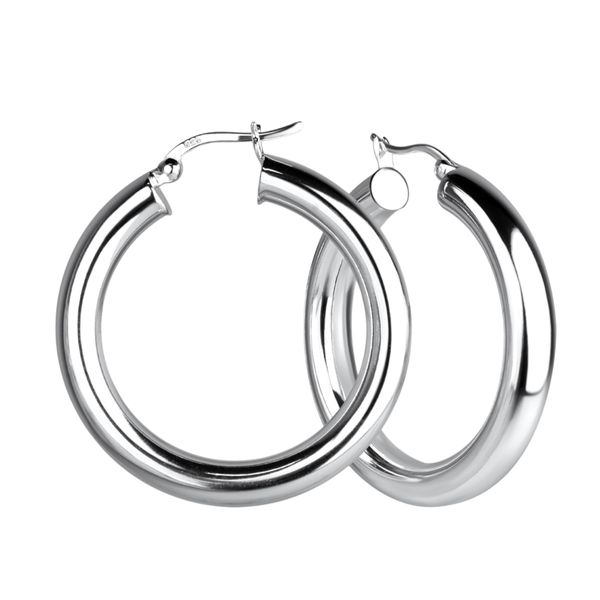 Bold Sterling Silver Hollow Hoop Earrings with French Levers