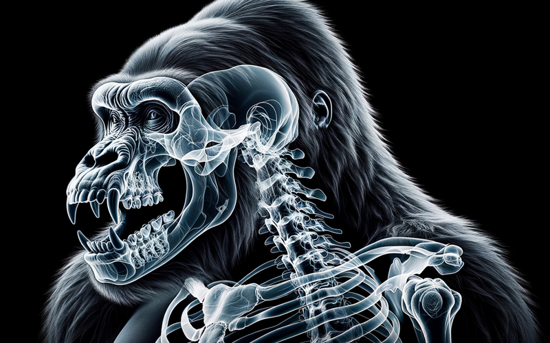 Canvas Wall Art Decor - Skeletal Gorilla Artwork