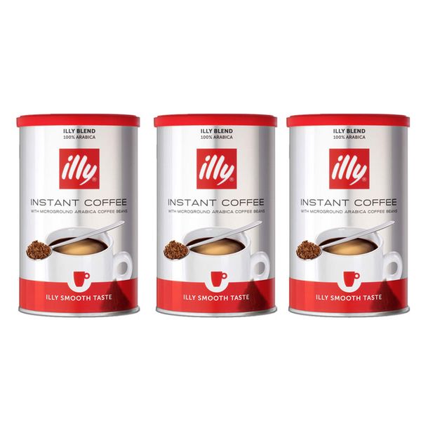 Illy Instant Coffee Medium Roast - Micro ground Arabica Coffee Beans - 3 x 95g
