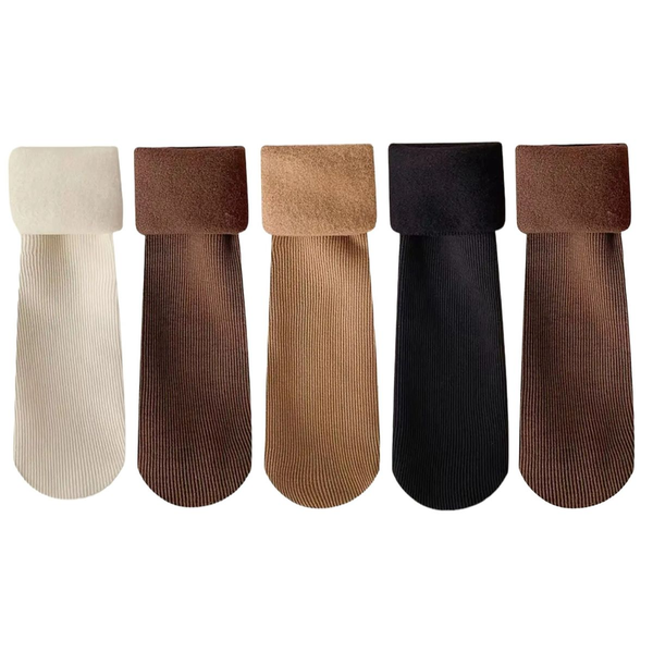 5 Pairs Womens Thickened Fleece-Lined Socks