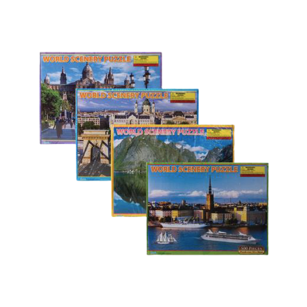 Jigsaw Puzzles - Assorted World Scenery Puzzles 500 Piece - Pack Of 4