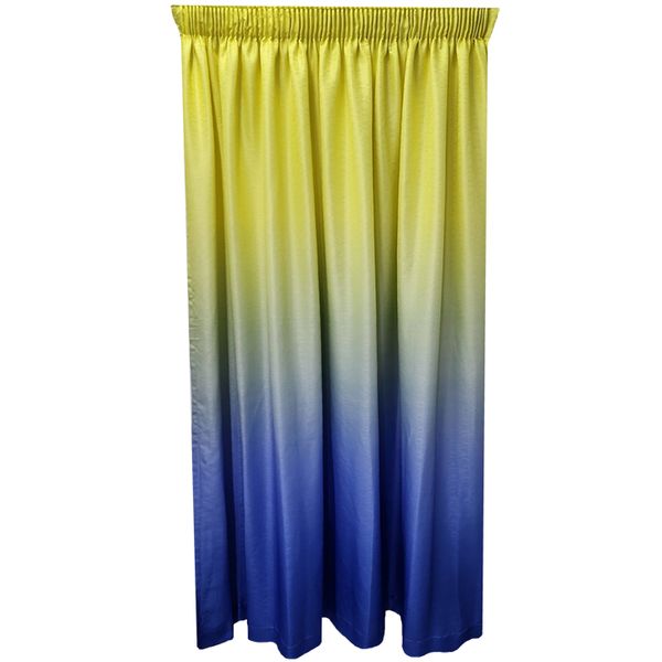 Matoc Designs Readymade Curtain -Ombre Yellow to Blue Curtain -Lined -Taped
