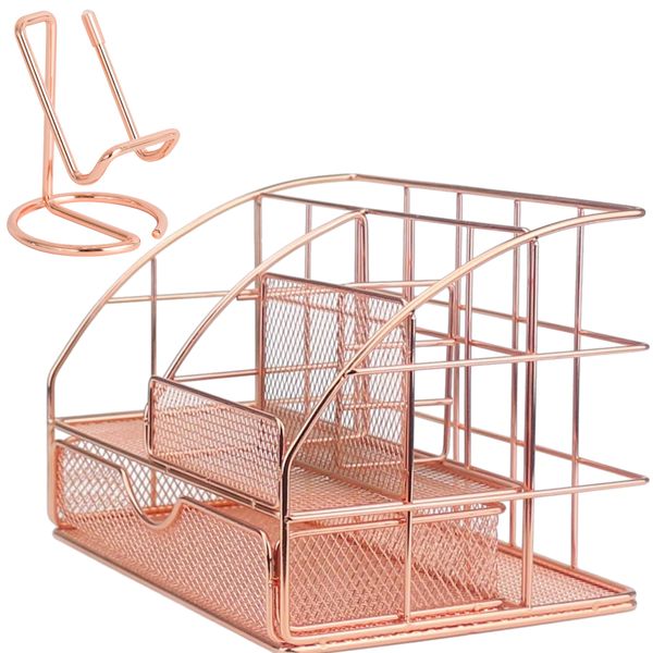 Pen Holder Office Desktop Stationery Sticky Note Organizer with Phone Stand