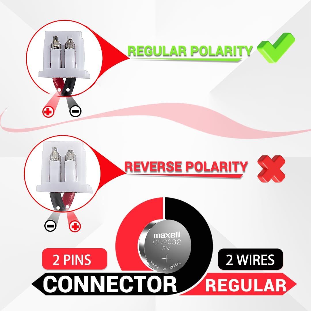 CR2032,3 V BIOS CMOS-batterij met 2-polige connectorkabel, voor pc, laptop