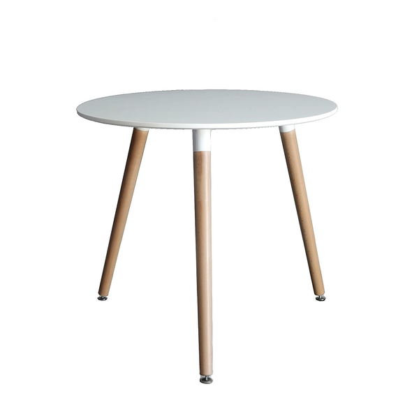Wooden Leg Dining Table - 80cm Round