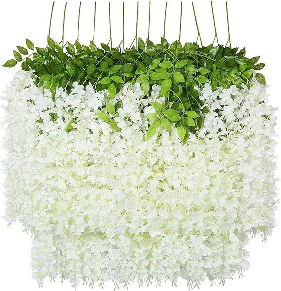 Hanging White Wisteria Flowers