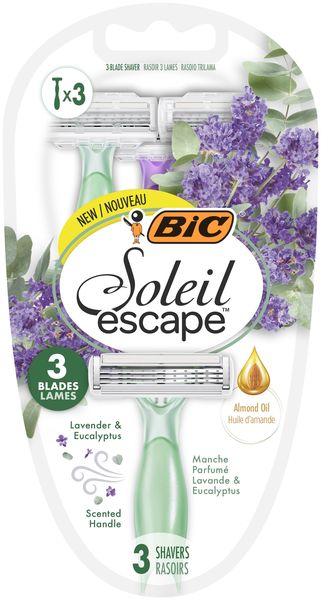 BIC Soleil Escape Women's Disposable Razors, Lavender &amp; Eucalyptus 3 Blades