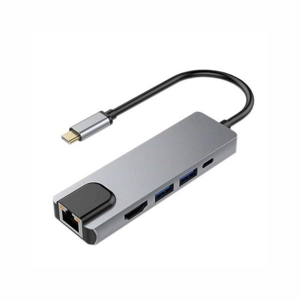 5 in 1 Type C Hub, HDMI, 3.0 USB, USB C, and Ethernet RJ45 Lan Adapter