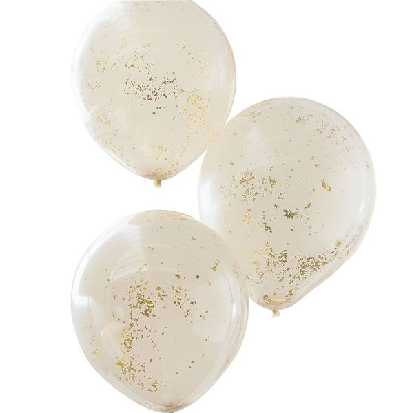 Mix It Up - Double Layered Peach &amp; Gold Glitter Balloons