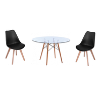 Modern Wooden Table - With 2 x Frankfurt Chairs - Black