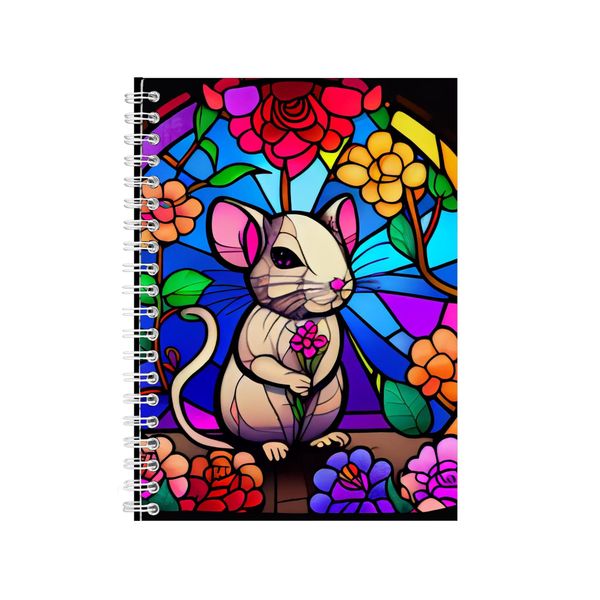 Cartoon Rat Stained Glass Notebook Animal Gift Idea A4 Notepad Pad 89