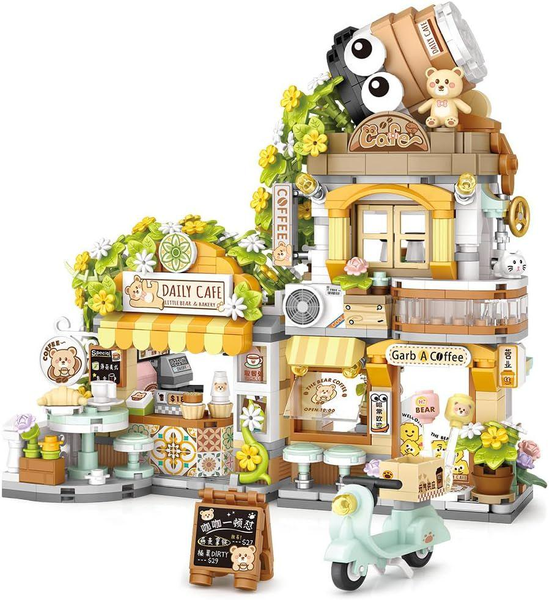 Bear Daily Coffee Shop Building Set, 3D Blocks Toy for Kids Age 8+