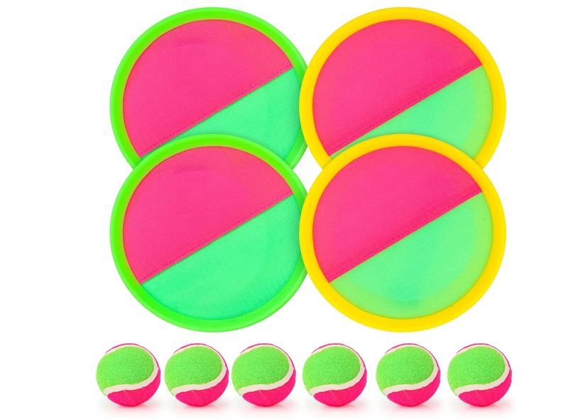 Toss and Catch Ball Set Catch Game Toys with 4 Paddles 6 Balls and 1