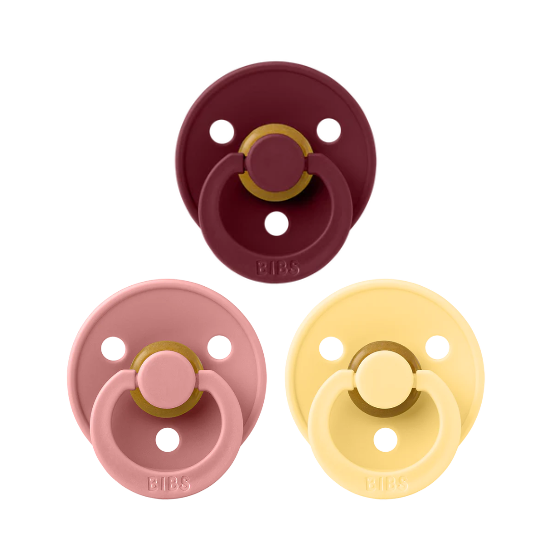 BIBS Pacifier, Color, 3 Pack Dusty pink. Elderberry, Pale butter