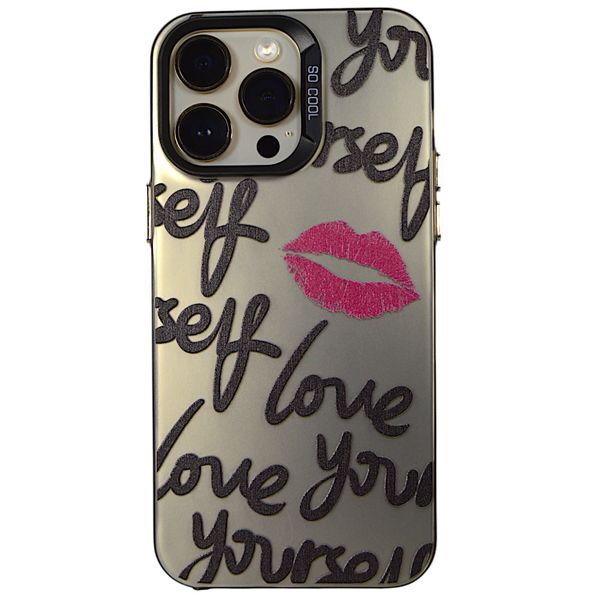 Phone Case with Love Yourself Print - Iphone 14 Pro Max - Silver