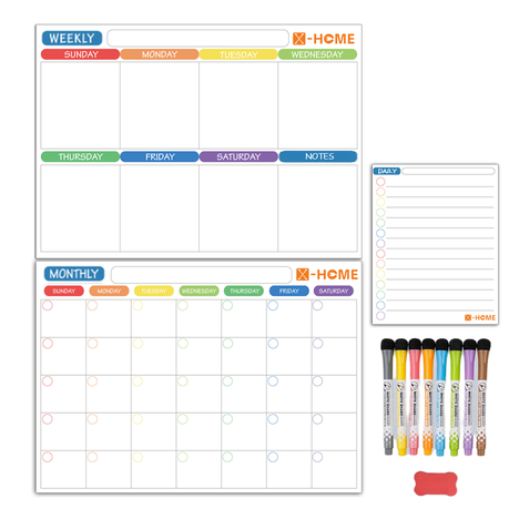 X-HOME Magnetic Planner/Calendar - Monthly Weekly Daily & Magnetic Markers Image