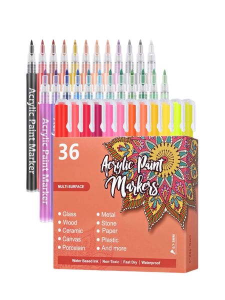 Premium 36-Color Fine Tip Acrylic Paint Marker Set - 0.7mm Fine Nib