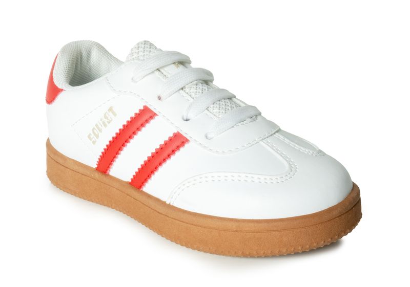 Soviet Kids Isla Low Cut PU Casual Lace Up - White/Red/Gum