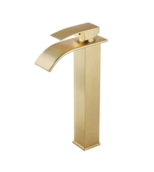 Brushed gold Square Tall Basin Mixer - 16102G