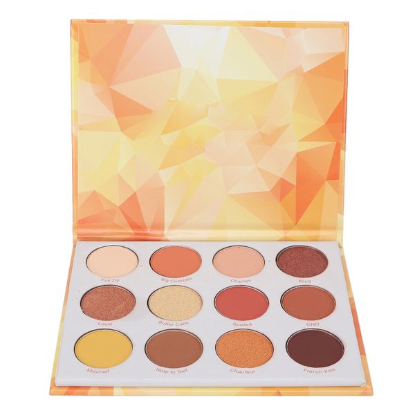 12-Color Warm-Toned Eyeshadow Palette - 6 Matte, 4 Pearlescent, 2 Sequins